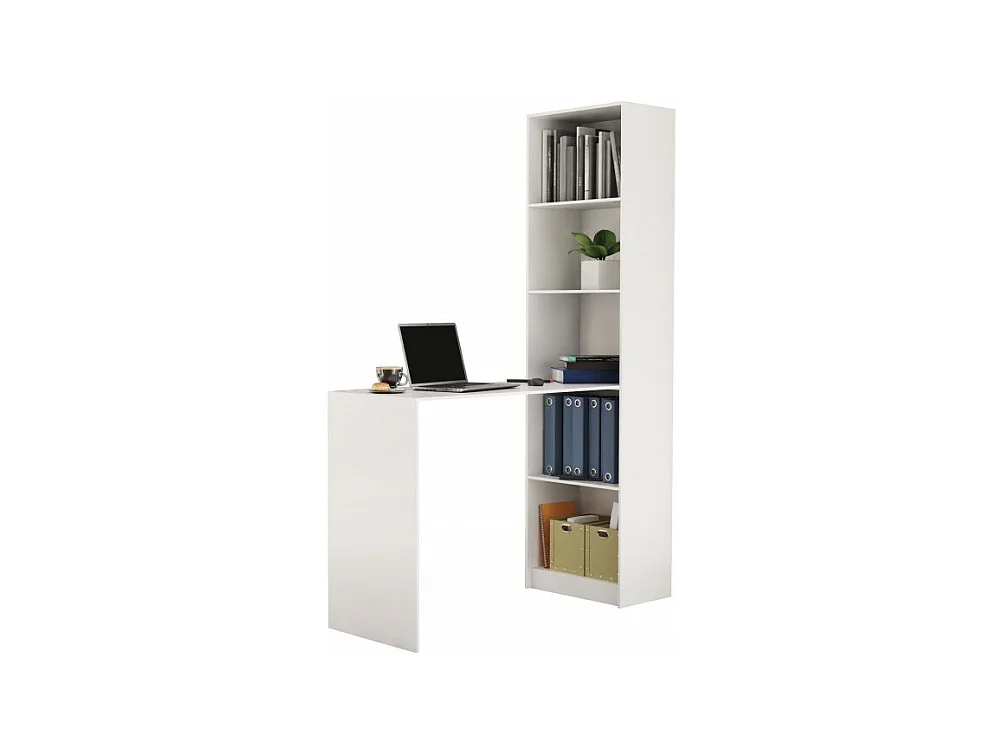 Komplet Biurko z Regałem Onyx R50 | Biały| 50x125x182 | Biurko i Regał