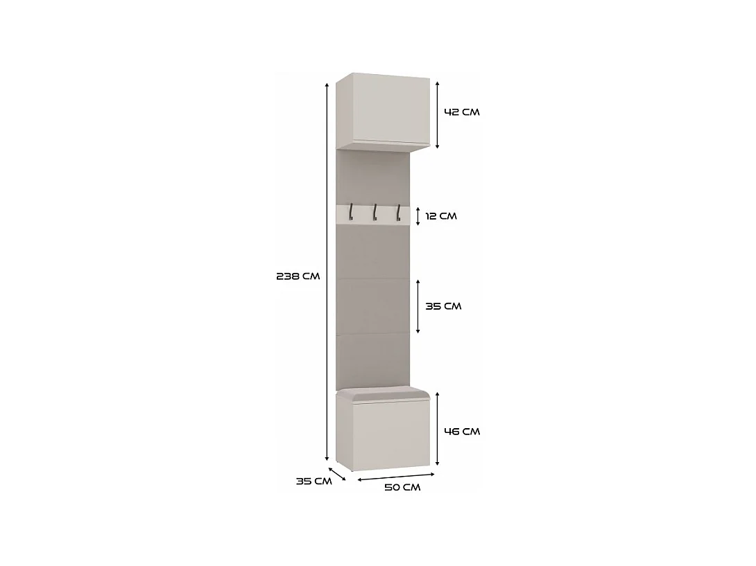 Garderoba HAGA II 2W  | 100x35x238 cm | Kaszmir |  Wieszak Przedpokój