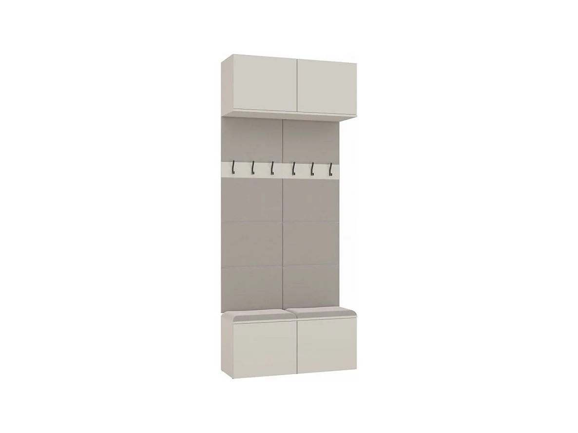 HAGA - Perchero de 6 ganchos - Vestíbulo con asiento 238x100x35 cm - Beige cachemira