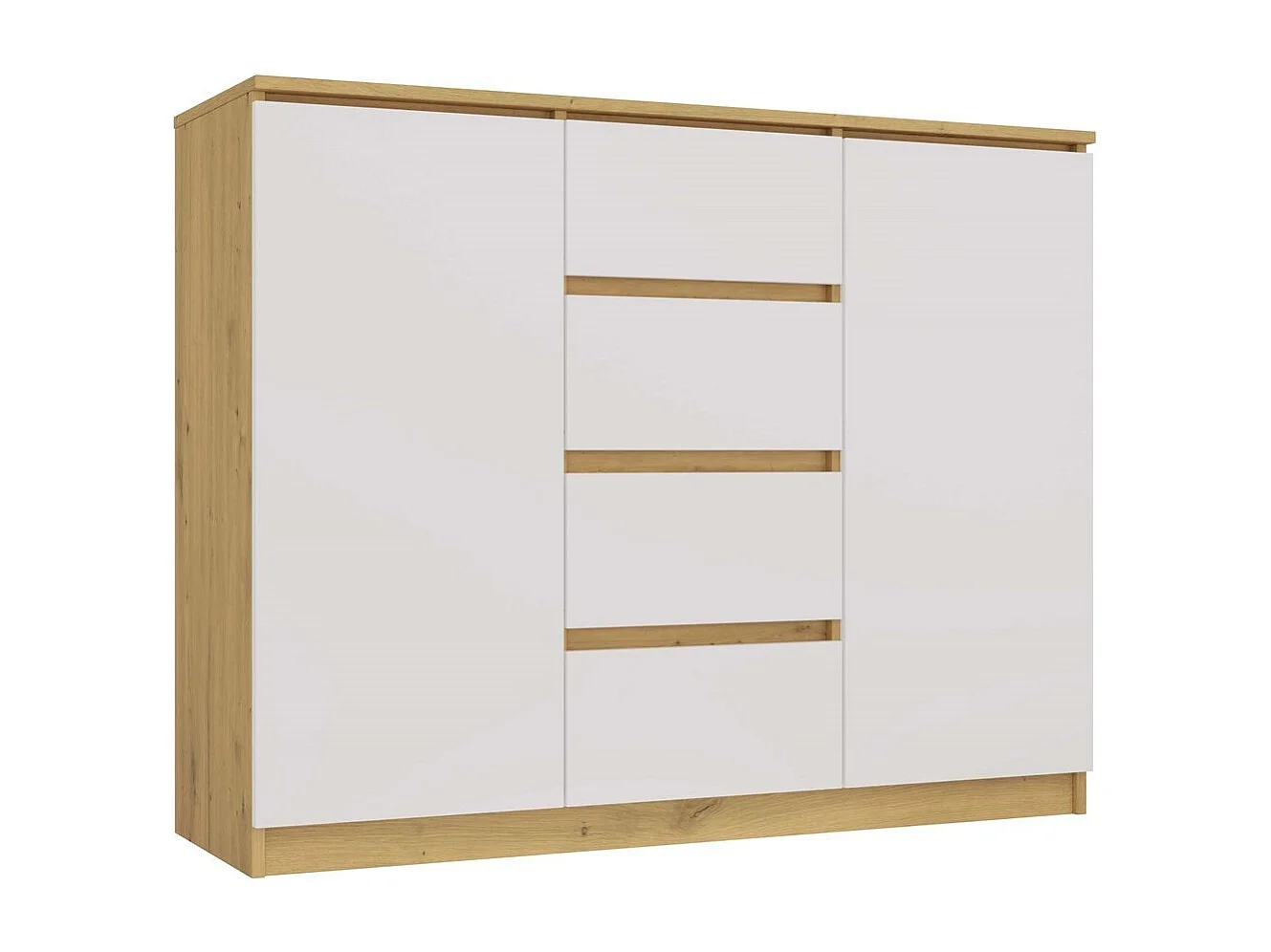 Komoda Malwa 2D4S | Dąb Artisan/Biel | 120x40x97 cm | 2 Drzwi, 4 Szuflady