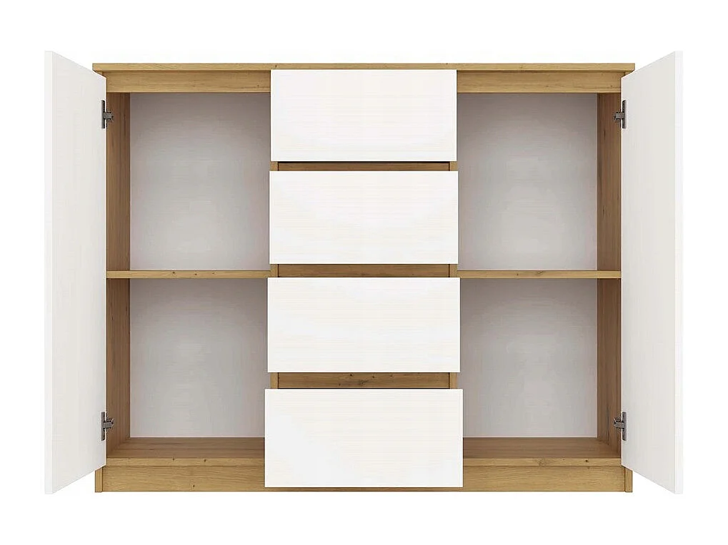 Komoda Malwa 2D4S | Dąb Artisan/Biel | 120x40x97 cm | 2 Drzwi, 4 Szuflady