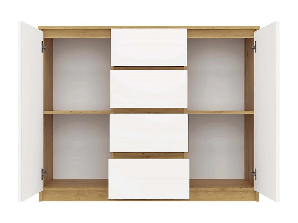 Komoda Malwa 2D4S | Dąb Artisan/Biel | 120x40x97 cm | 2 Drzwi, 4 Szuflady