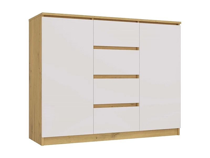PARME - Cassettiera da soggiorno - 2 ante + 4 cassetti - 120x40x97 - Buffet in stile scandinavo - Mobile contenitore - Effetto cemento