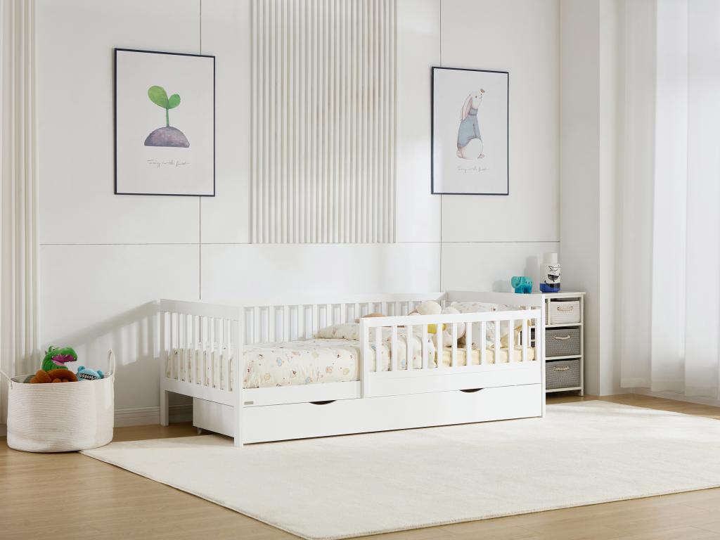 Bett mit Schublade + Matratze - 90 x 190 cm - Kiefer & MDF - Weiß - PROVIAT günstig online kaufen