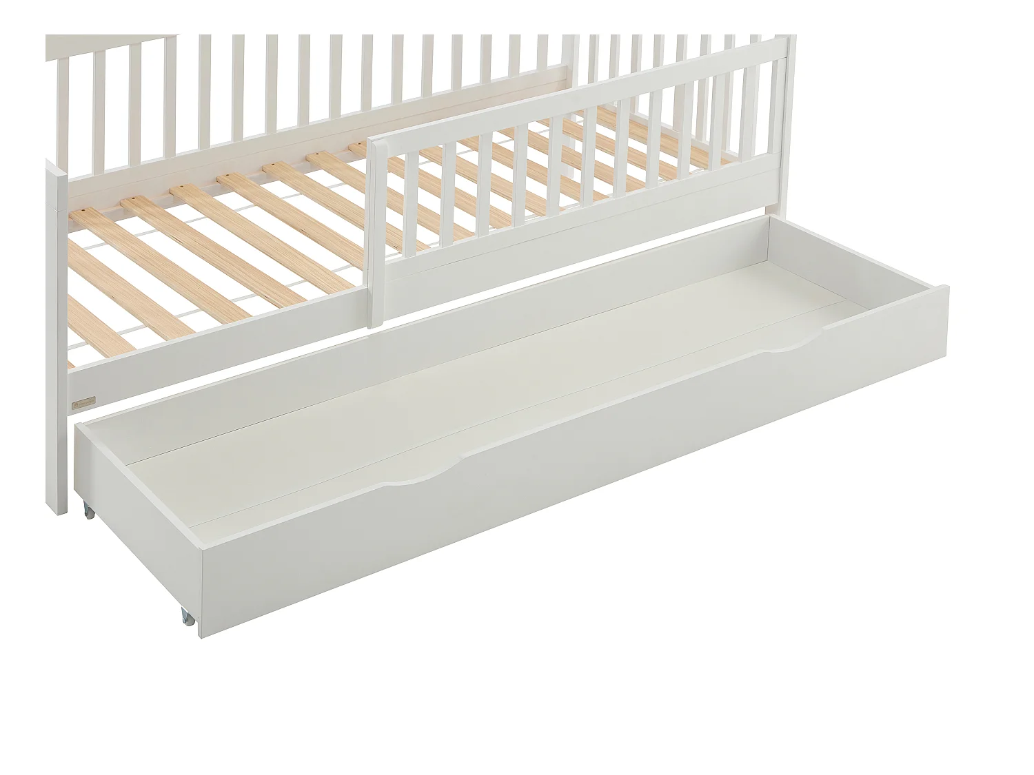 Seng 90 x 190 cm med skuffe - Fyr og MDF - Hvid + Madras - PROVIATI