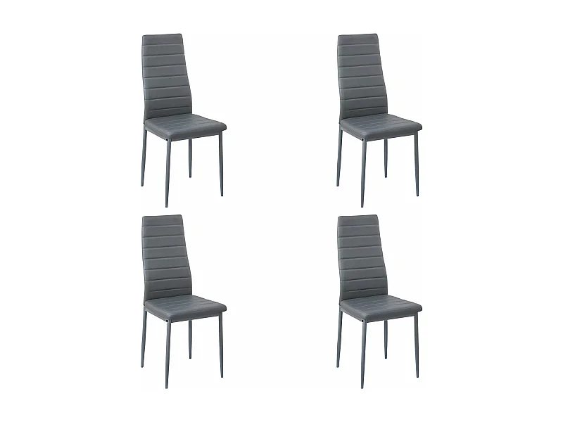 Lot de 4 Chaises Salle à Manger, Gris, Pieds en Métal