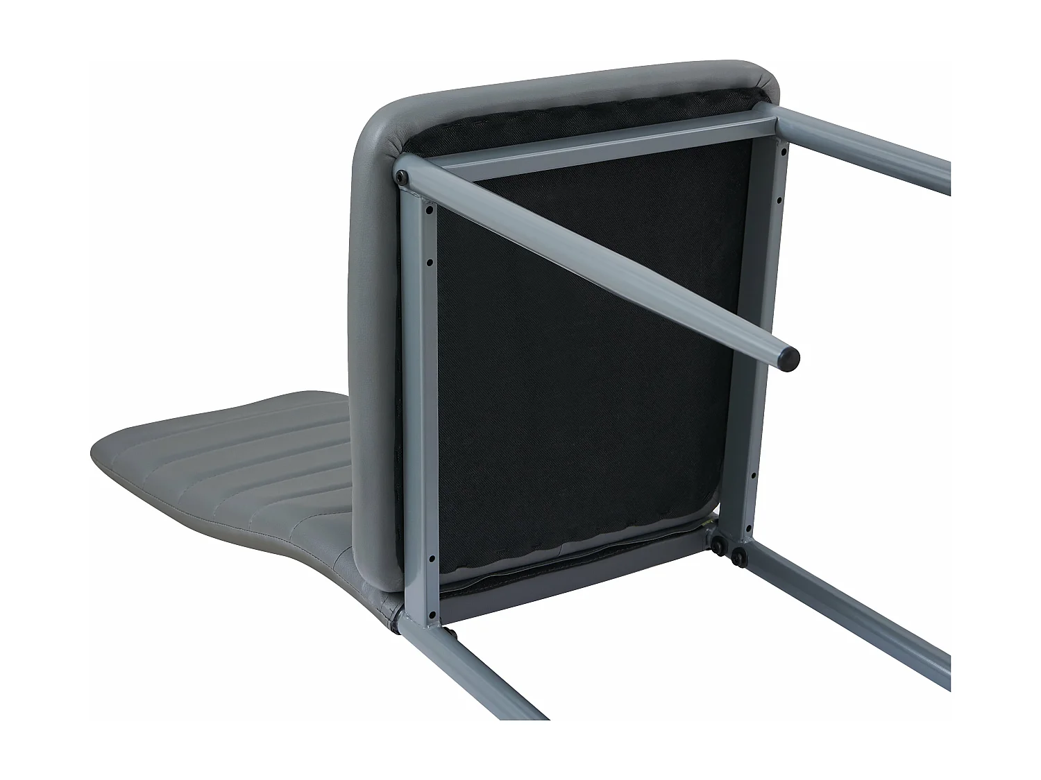 Lot de 4 Chaises Salle à Manger, Gris, Pieds en Métal