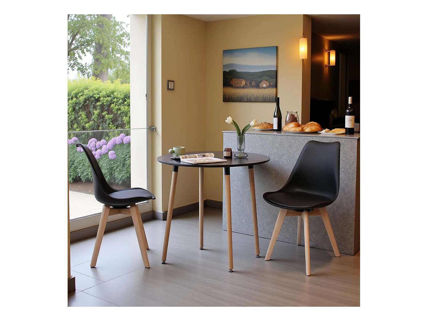 Lot de 4 chaises Scandinaves pour Salle à Manger-Noir