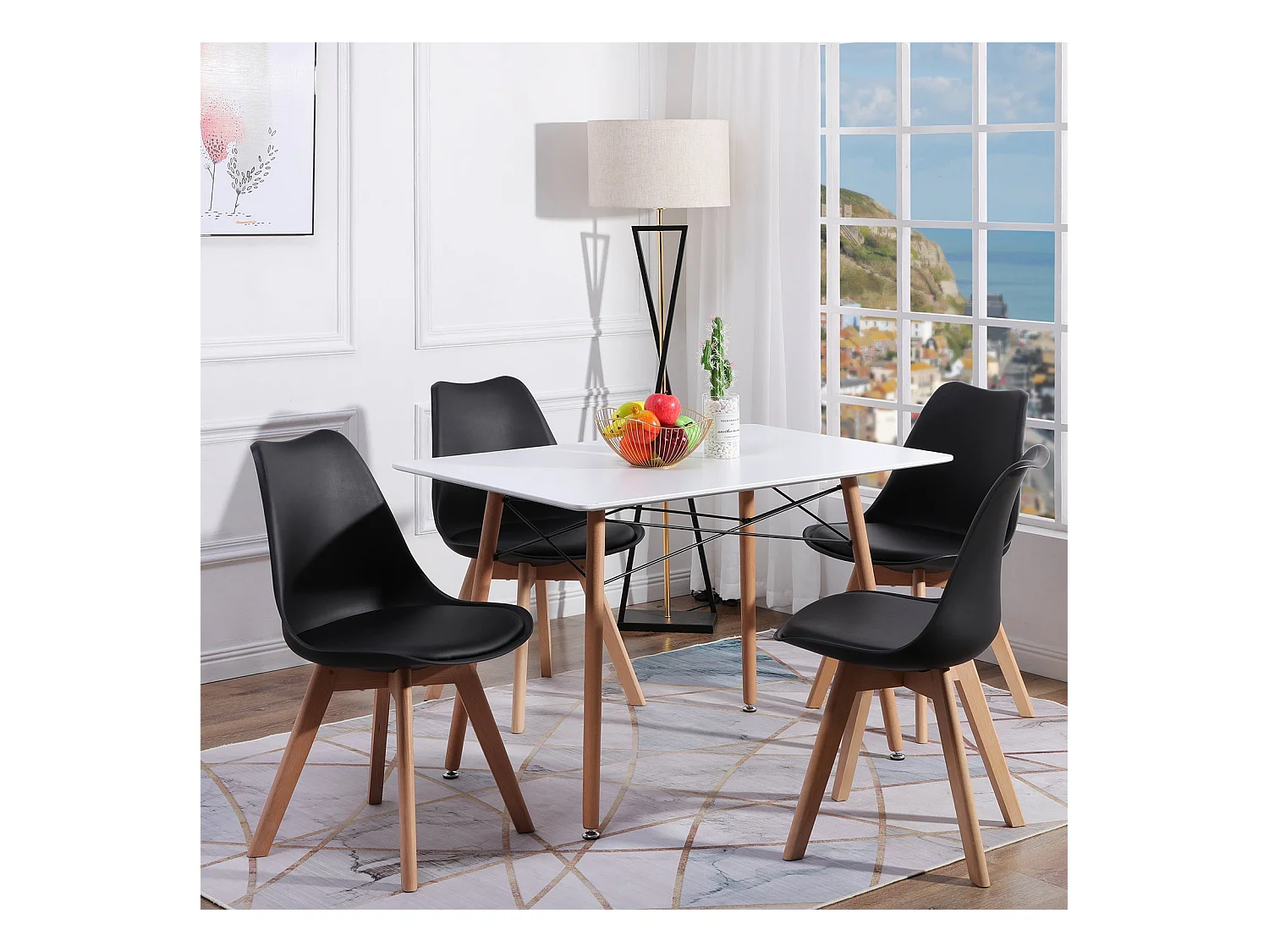 Lot de 4 chaises Scandinaves pour Salle à Manger-Noir