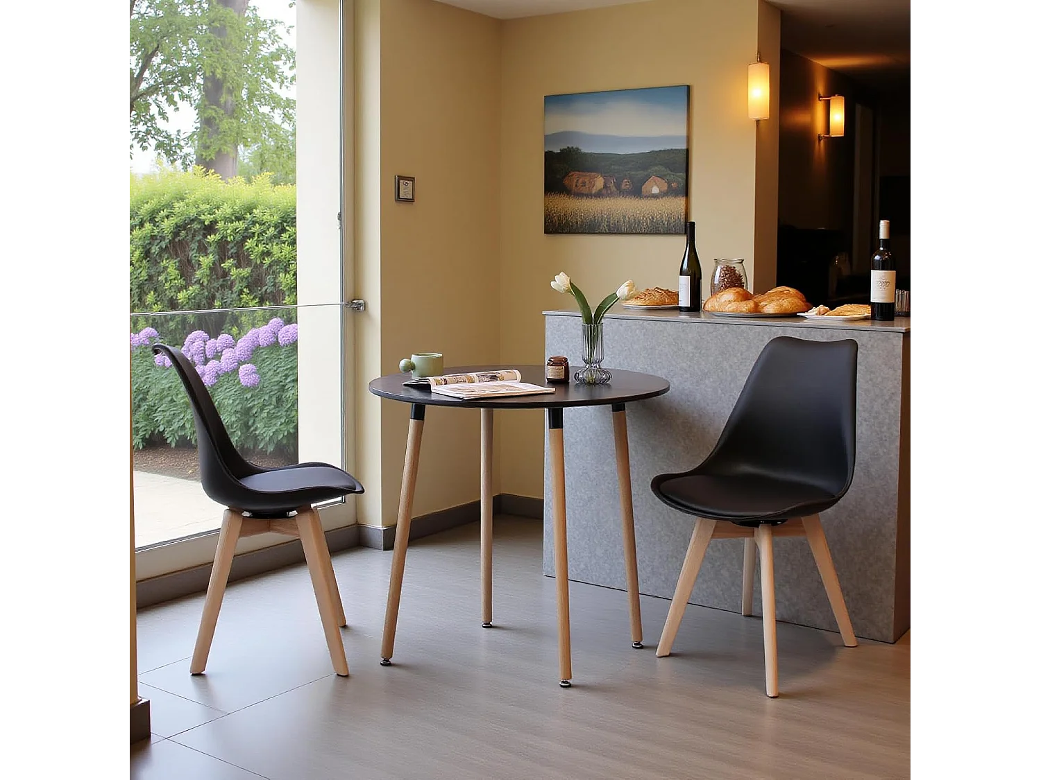 Lot de 4 chaises Scandinaves pour Salle à Manger-Noir