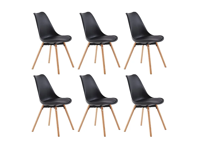 Lot de 6 Chaises Scandinaves pour Salle à Manger - Noir