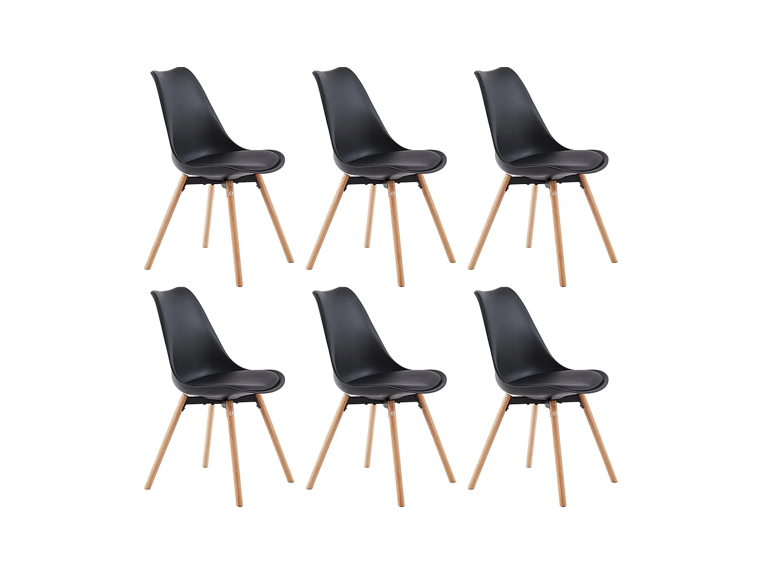 Lot de 6 Chaises Scandinaves pour Salle à Manger - Noir