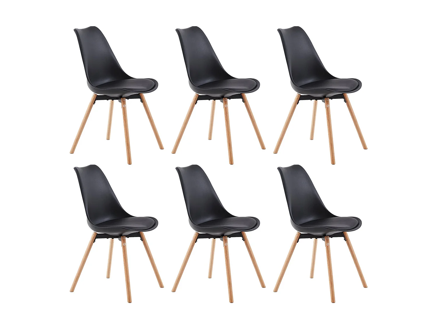 Lot de 6 Chaises Scandinaves pour Salle à Manger - Noir
