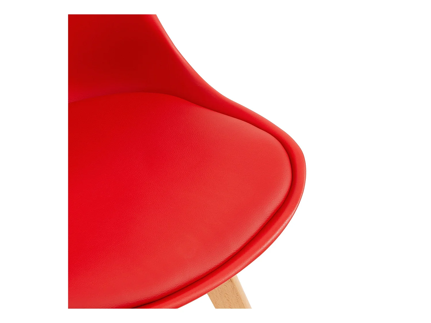 Lot de 4 Chaise de salle à manger, Cuisine Rétro Rembourrée Chaise de Salle de Bureau, Pieds en Bois de Hêtre Massif--Rouge