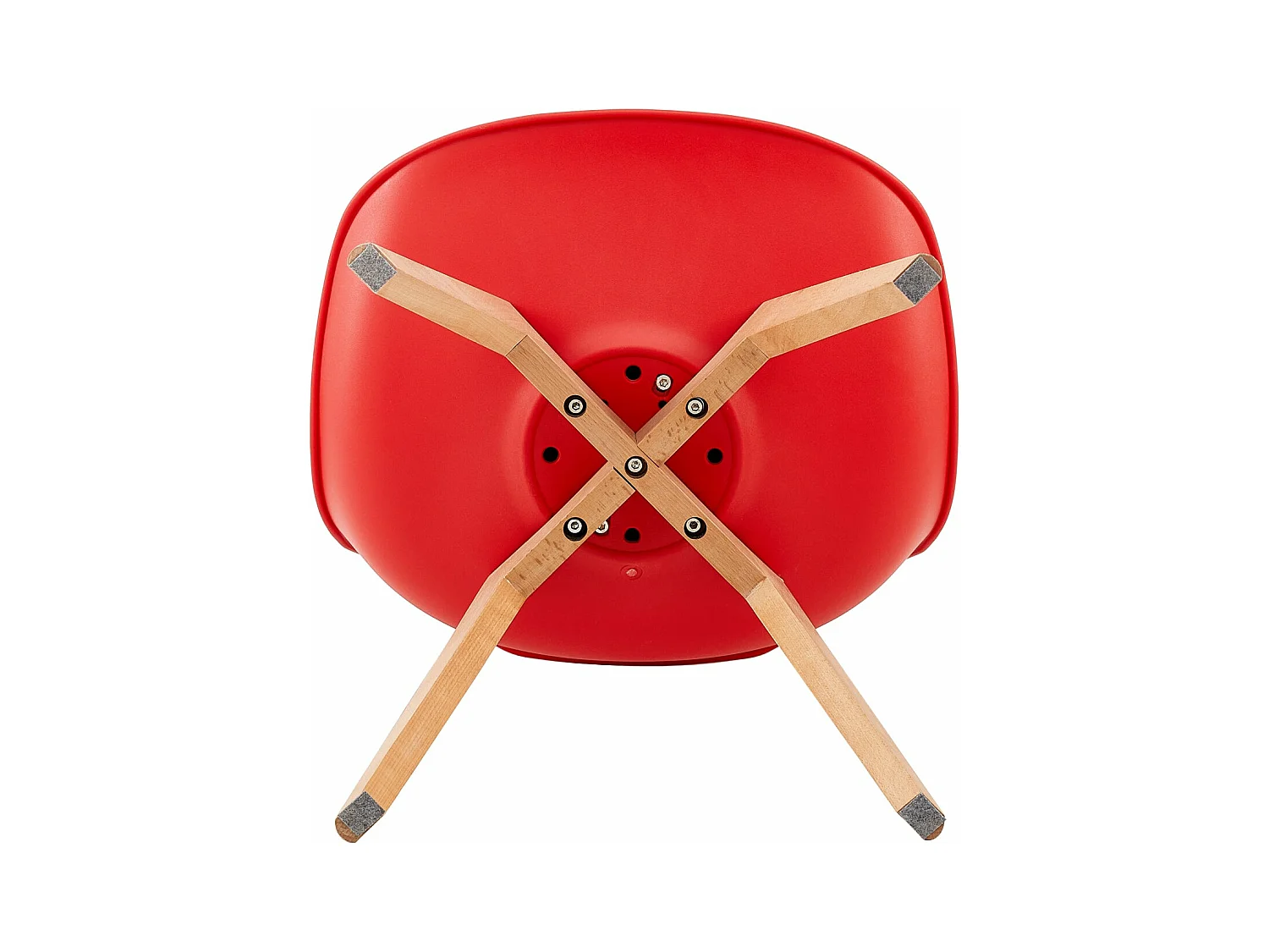 Lot de 4 Chaise de salle à manger, Cuisine Rétro Rembourrée Chaise de Salle de Bureau, Pieds en Bois de Hêtre Massif--Rouge