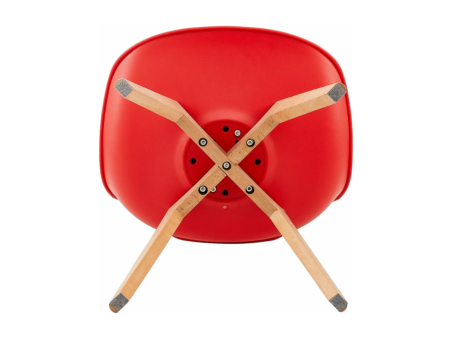 Lot de 4 Chaise de salle à manger, Cuisine Rétro Rembourrée Chaise de Salle de Bureau, Pieds en Bois de Hêtre Massif--Rouge