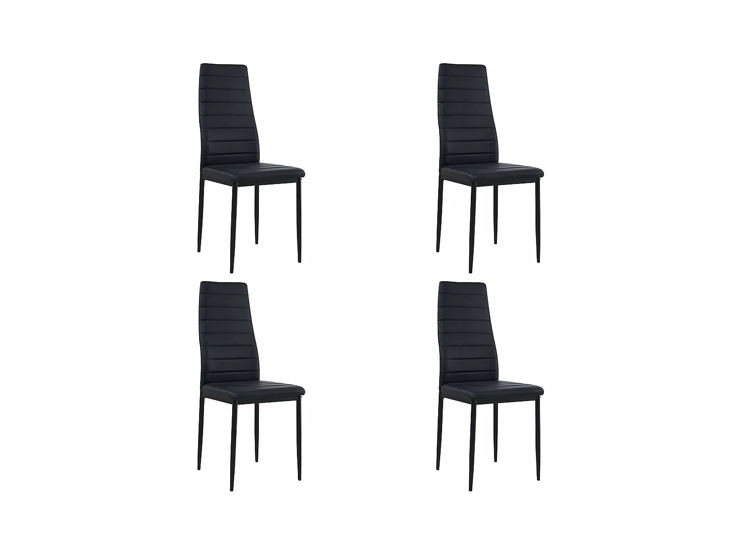 Lot de 4 Chaises Salle à Manger, Noir, Pieds en Métal