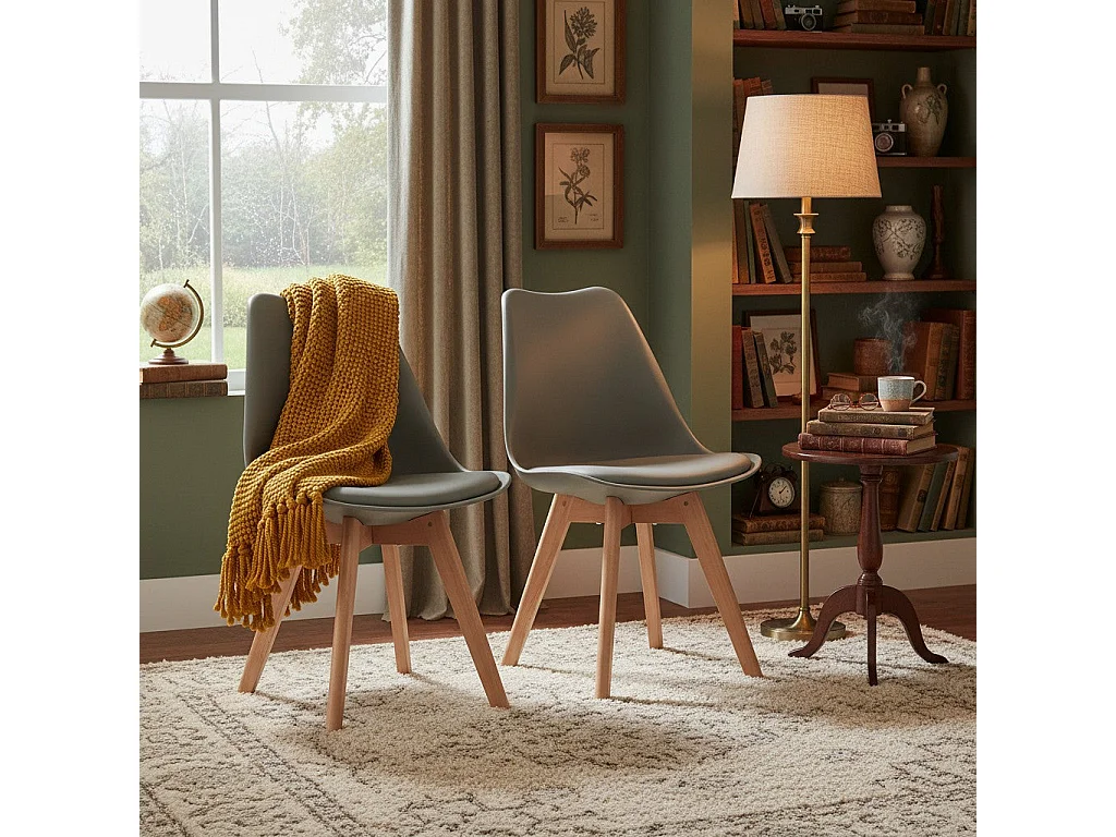 2× chaises de salle à manger design contemporain scandinave-gris
