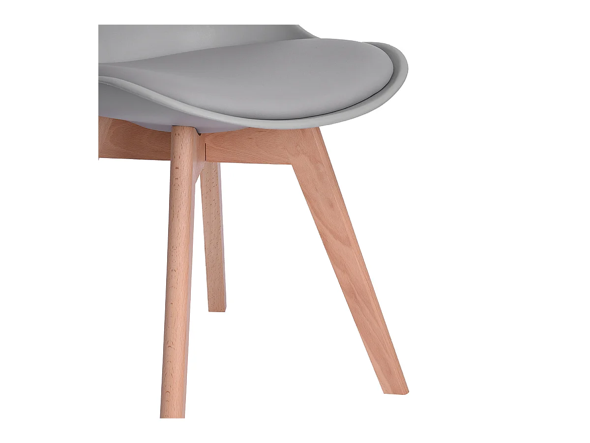 Lot de 4 Chaises design contemporain nordique scandinave -pieds en bois de hêtre massif - Gris