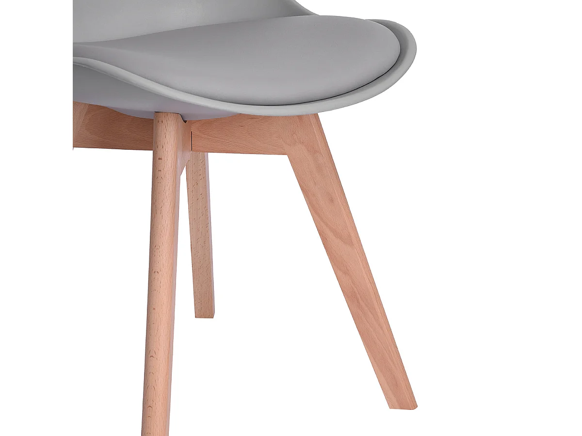 Lot de 4 Chaises design contemporain nordique scandinave -pieds en bois de hêtre massif - Gris
