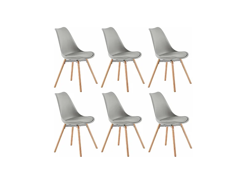 Lot de 6 Chaises Scandinaves pour Salle à Manger - Gris