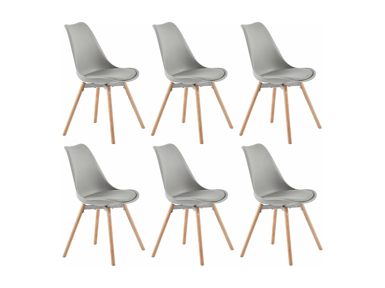 Lot de 6 Chaises Scandinaves pour Salle à Manger - Gris