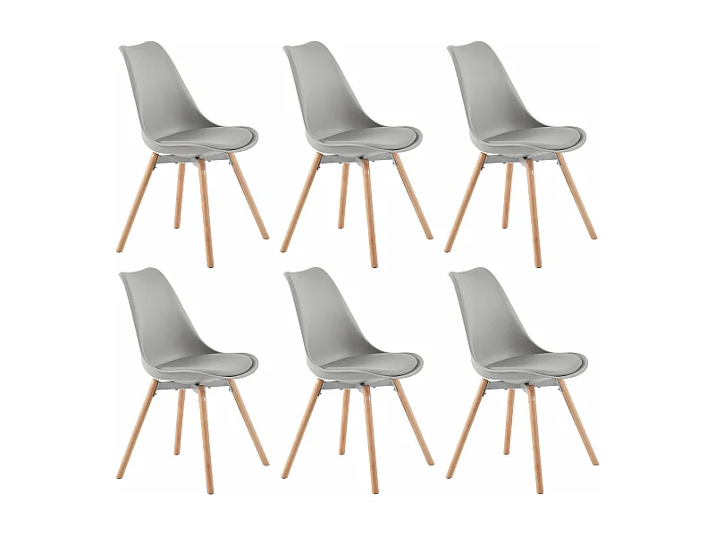 Lot de 6 Chaises Scandinaves pour Salle à Manger - Gris