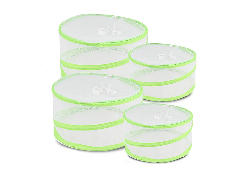 Lot de 4 couverture de nourriture, cloche alimentaire réutilisable pliable en deux tailles, anti-mouche anti-insecte anti-moustique