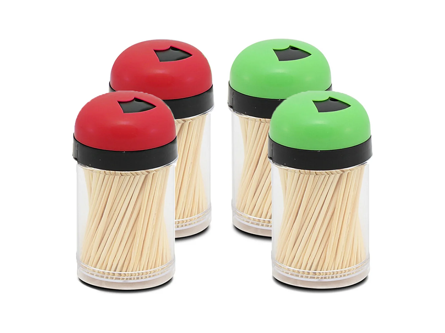Ensemble de 4 distributeur de 200 cure dents, boîte distributrice de cure dents, cure dents pour cuisine - Diamètre 4 x Hauteur 8 cm -JUANIO-