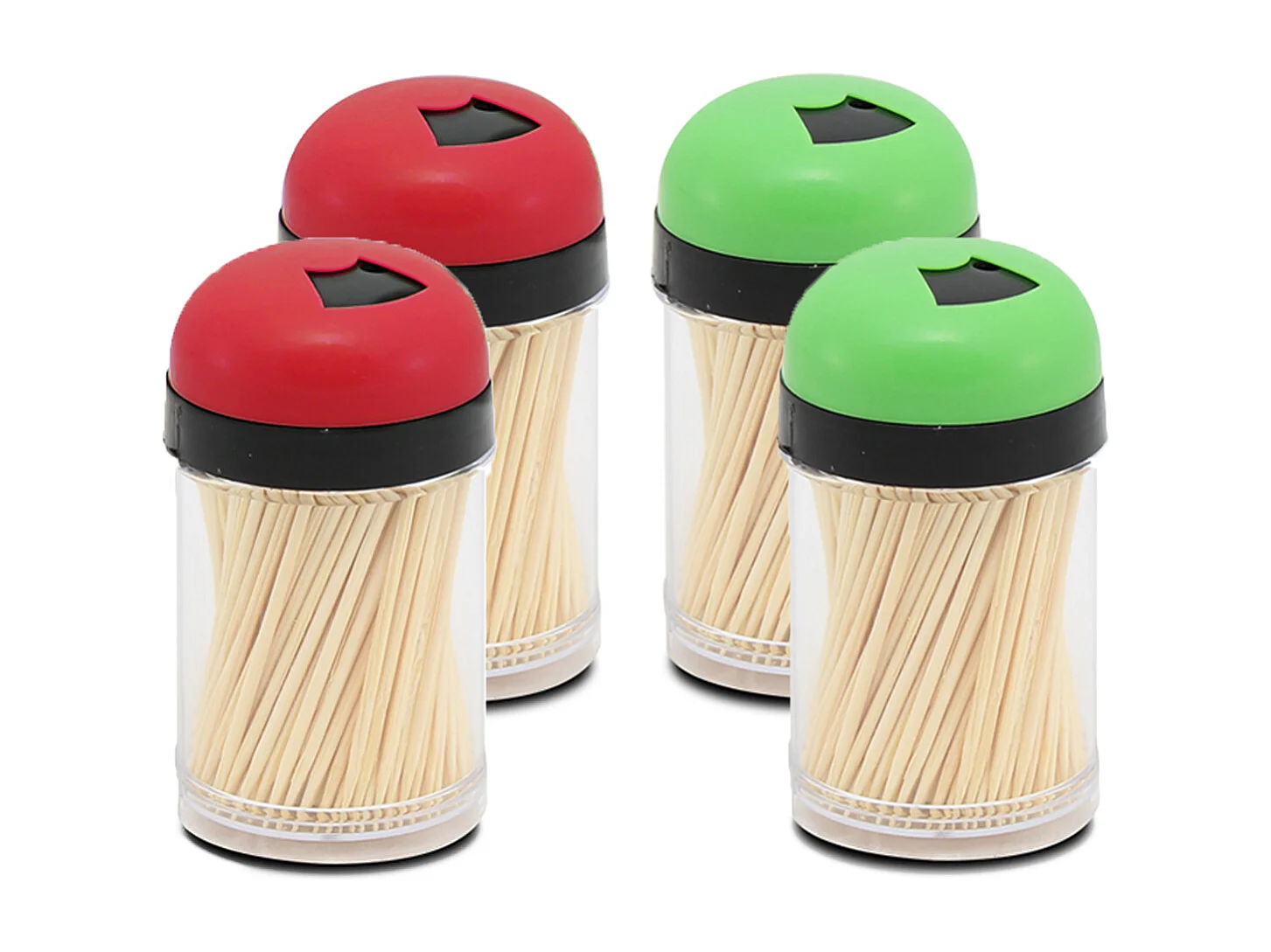 Ensemble de 4 distributeur de 200 cure dents, boîte distributrice de cure dents, cure dents pour cuisine - Diamètre 4 x Hauteur 8 cm -JUANIO-