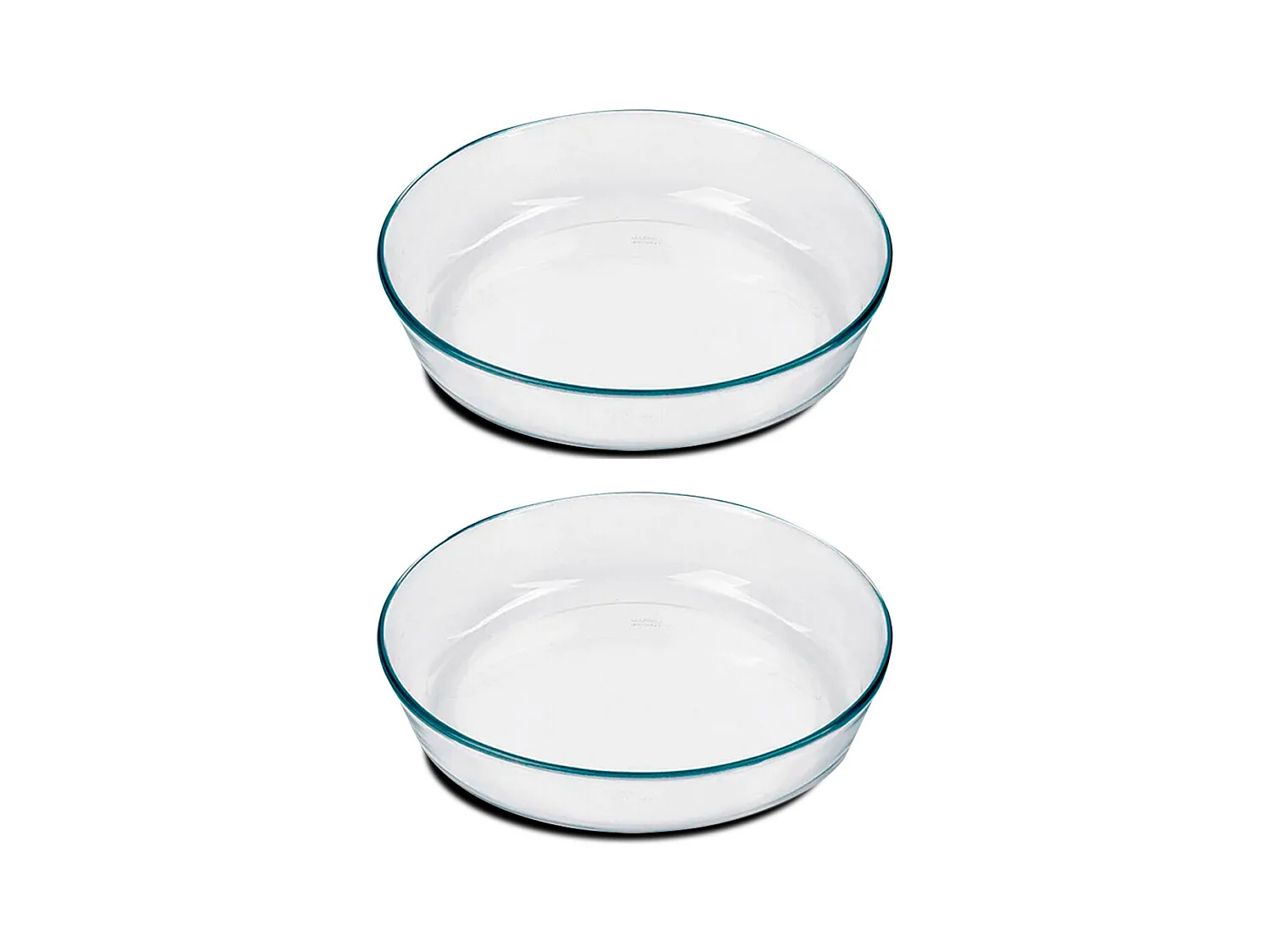 Lort de 2 plat à four rond, plat à tarte, moule de cuisson en verre transparent, capacité 2.4 L - Diamètre 26.3 x Hauteur 5.8 cm -JUANIO-