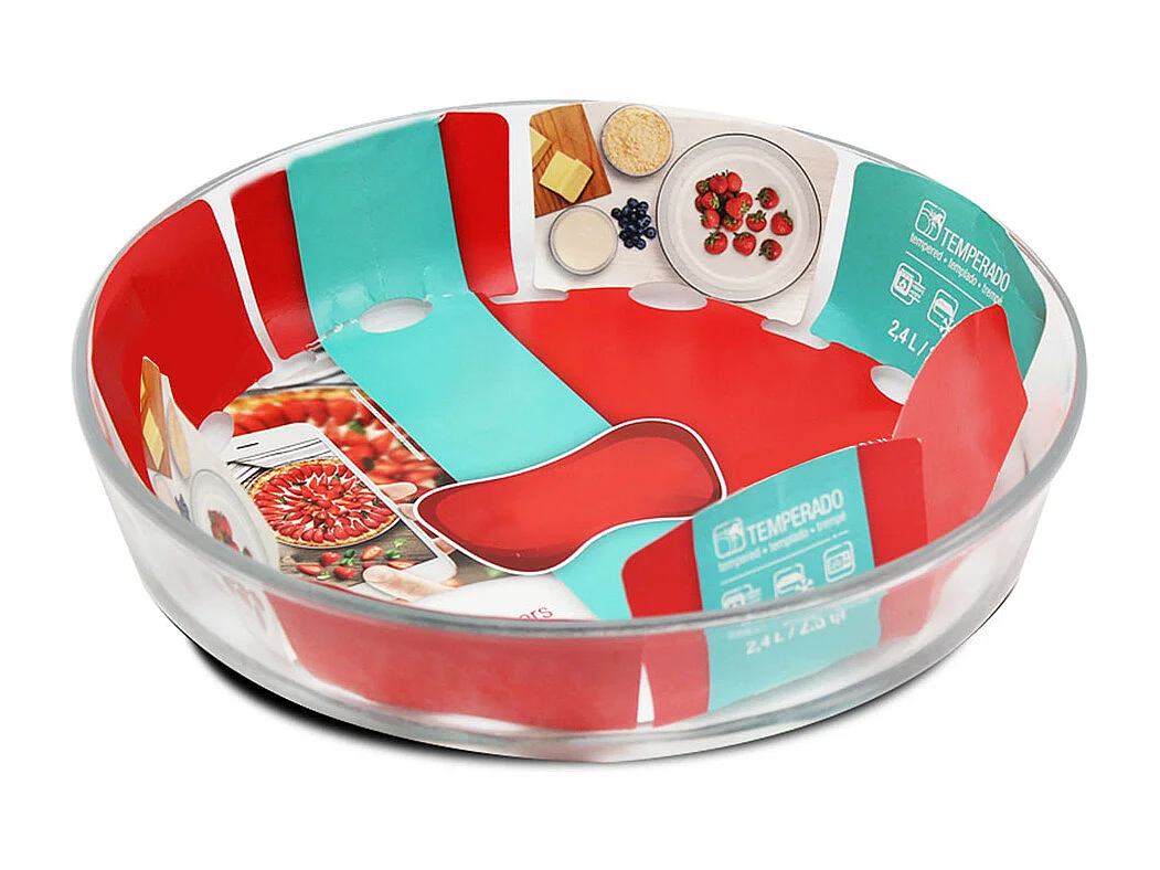 Lort de 2 plat à four rond, plat à tarte, moule de cuisson en verre transparent, capacité 2.4 L - Diamètre 26.3 x Hauteur 5.8 cm -JUANIO-