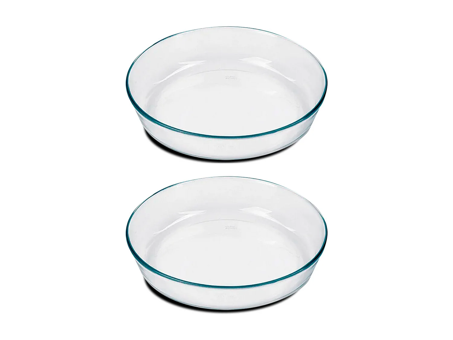 Lort de 2 plat à four rond, plat à tarte, moule de cuisson en verre transparent, capacité 2.4 L - Diamètre 26.3 x Hauteur 5.8 cm -JUANIO-