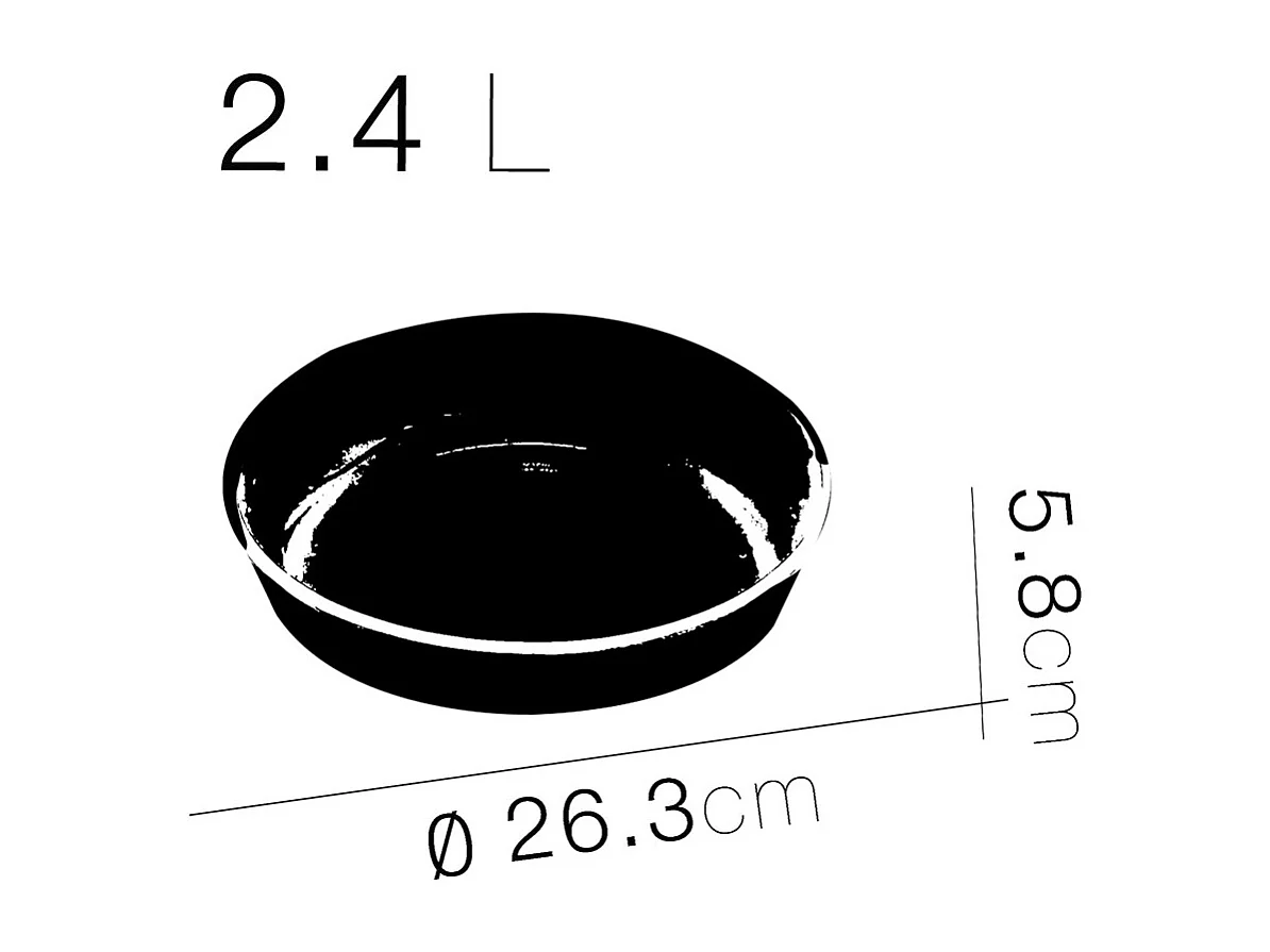 Lort de 2 plat à four rond, plat à tarte, moule de cuisson en verre transparent, capacité 2.4 L - Diamètre 26.3 x Hauteur 5.8 cm -JUANIO-