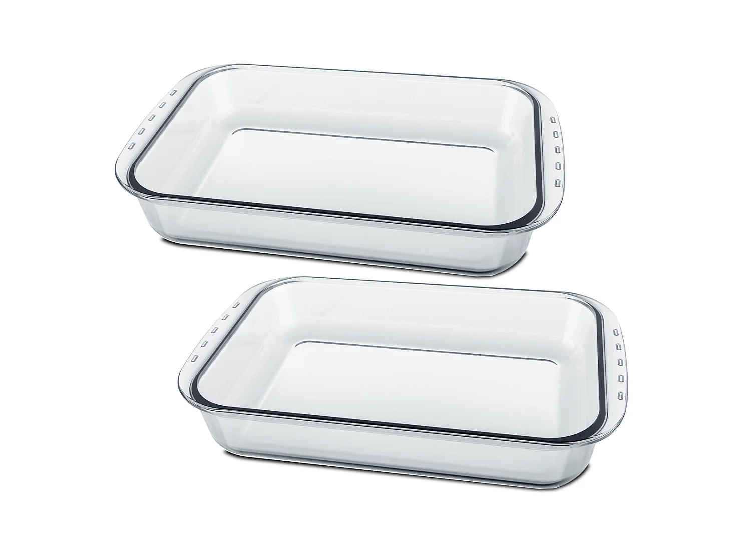 Lot de 2 plateau à four rectangulaire, Plat à gratin, moule de cuisson en verre, capacité 5 L - Longueur 40.4 x Profondeur 24.9 x Hauteur 7.2 cm- JUANIO -