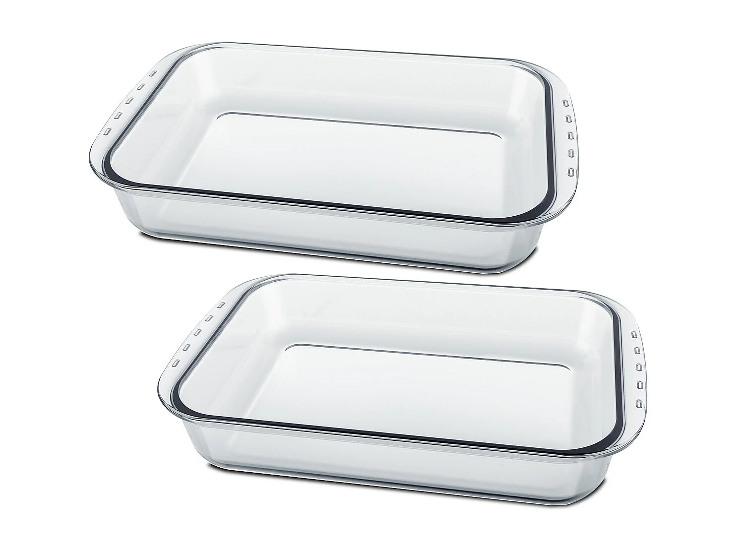 Lot de 2 plateau à four rectangulaire, Plat à gratin, moule de cuisson en verre, capacité 5 L - Longueur 40.4 x Profondeur 24.9 x Hauteur 7.2 cm- JUANIO -