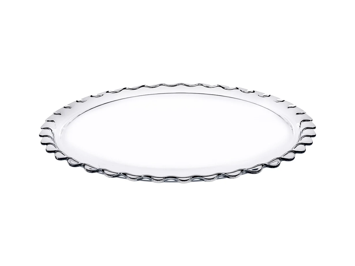 Lot de 4 plat à tarte rond en verre transparent, plat à gâteau, plat de service - Diamètre 37 cm- JUANIO -