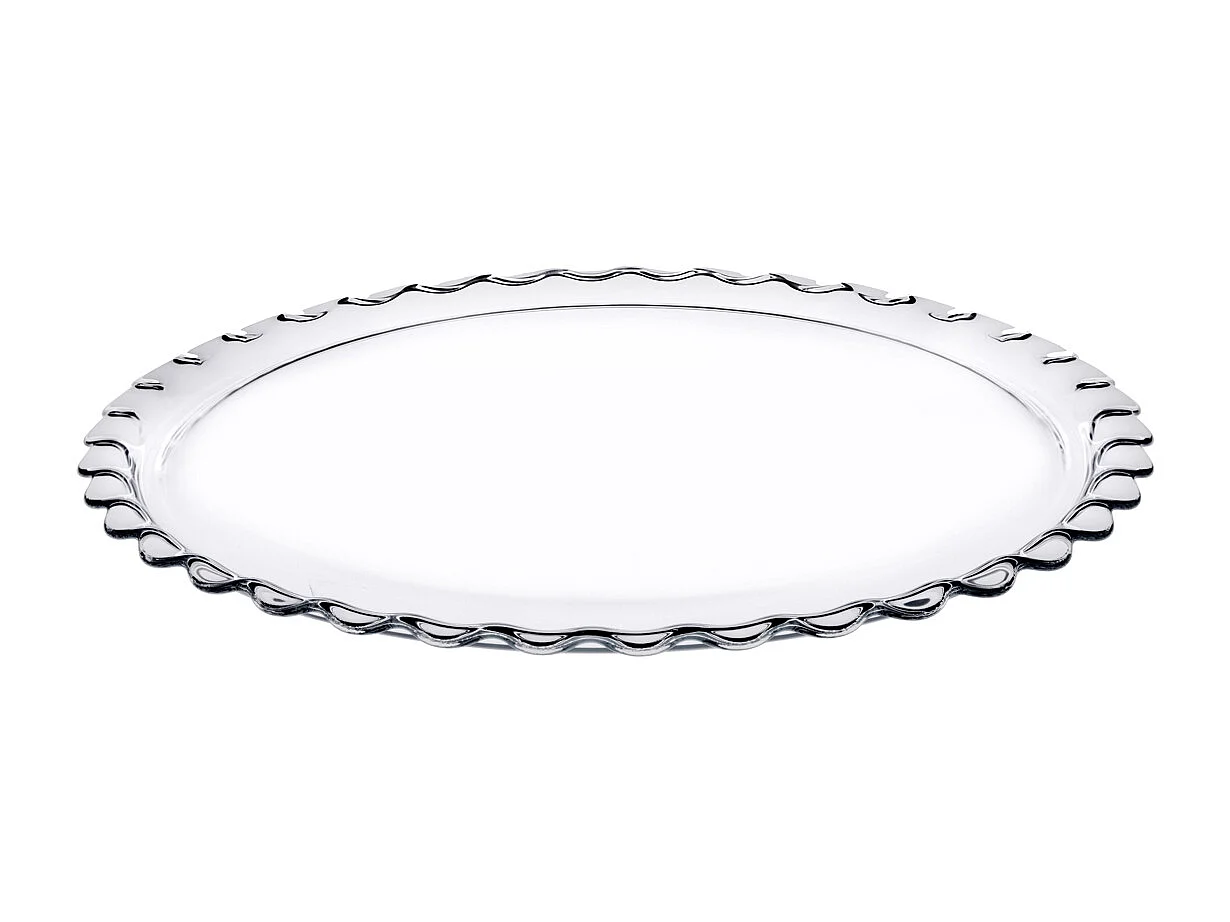 Lot de 4 plat à tarte rond en verre transparent, plat à gâteau, plat de service - Diamètre 37 cm- JUANIO -