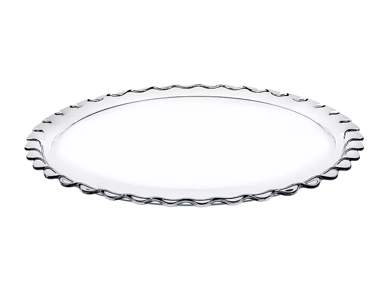 Lot de 4 plat à tarte rond en verre transparent, plat à gâteau, plat de service - Diamètre 37 cm- JUANIO -
