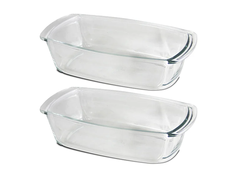 Lot de 2 plat à four, plat à tarte, moule de cuisson en verre, capacité 1.5 L - Longueur 28 x Profondeur 14.8 x Hauteur 7.2 cm -JUANIO-