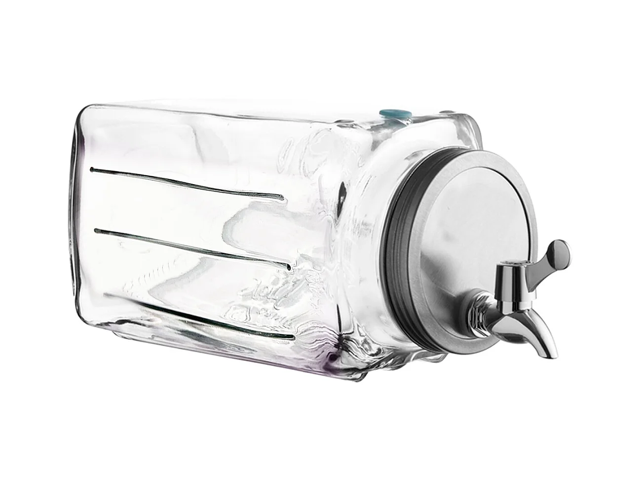 Lot 2 distributeur de boissons en verre 3 L, pot transparent avec robinet, récipient à jus limonade glacée avec couvercle - L. 32.5 x P. 13.5 x H. 13.5 cm