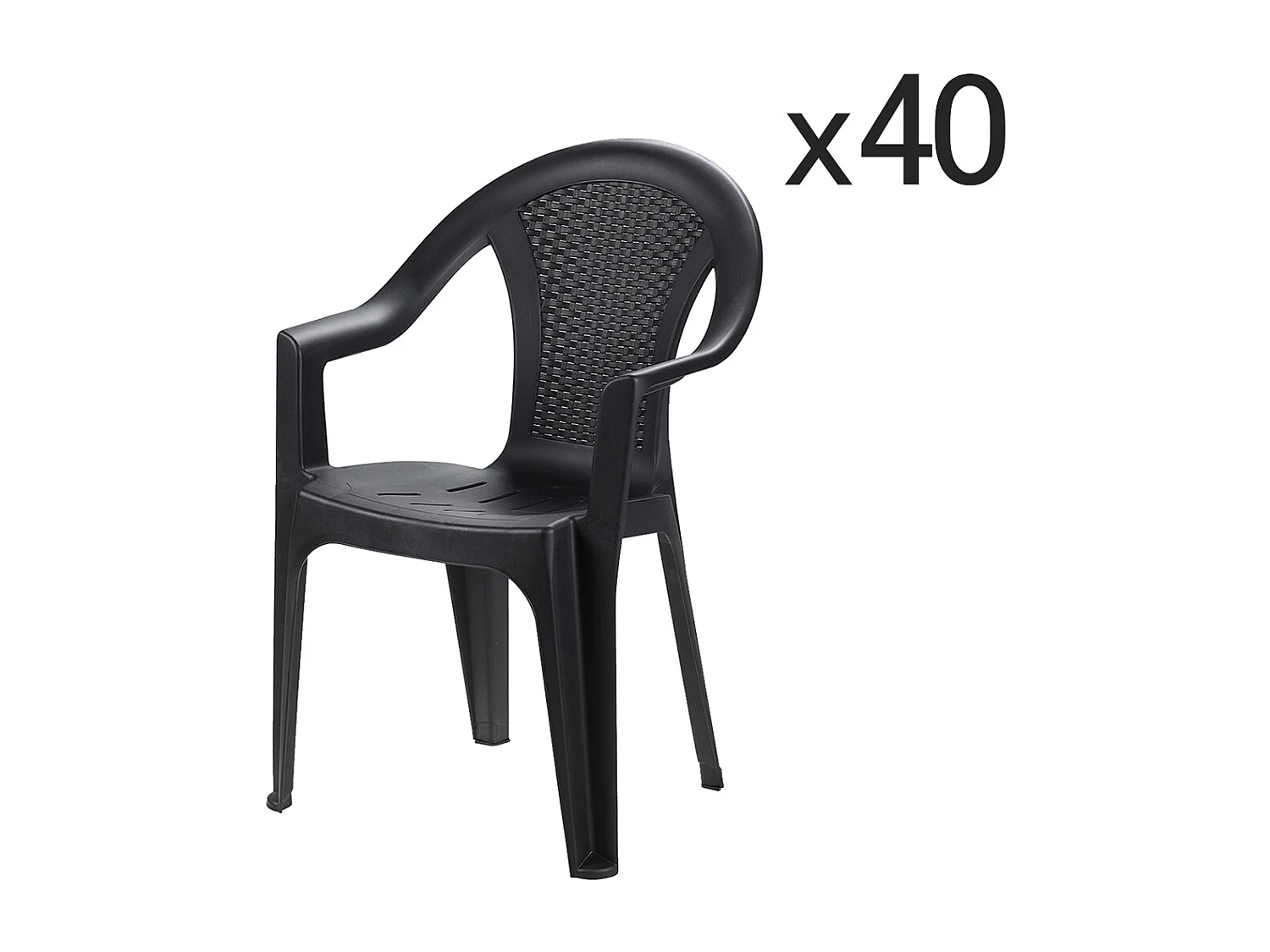 Lot de 40 chaise de jardin empilable à dossier haut en polypropylène, résistant aux UV - Longueur 60 x Profondeur 55 x Hauteur 81 cm -JUANIO-