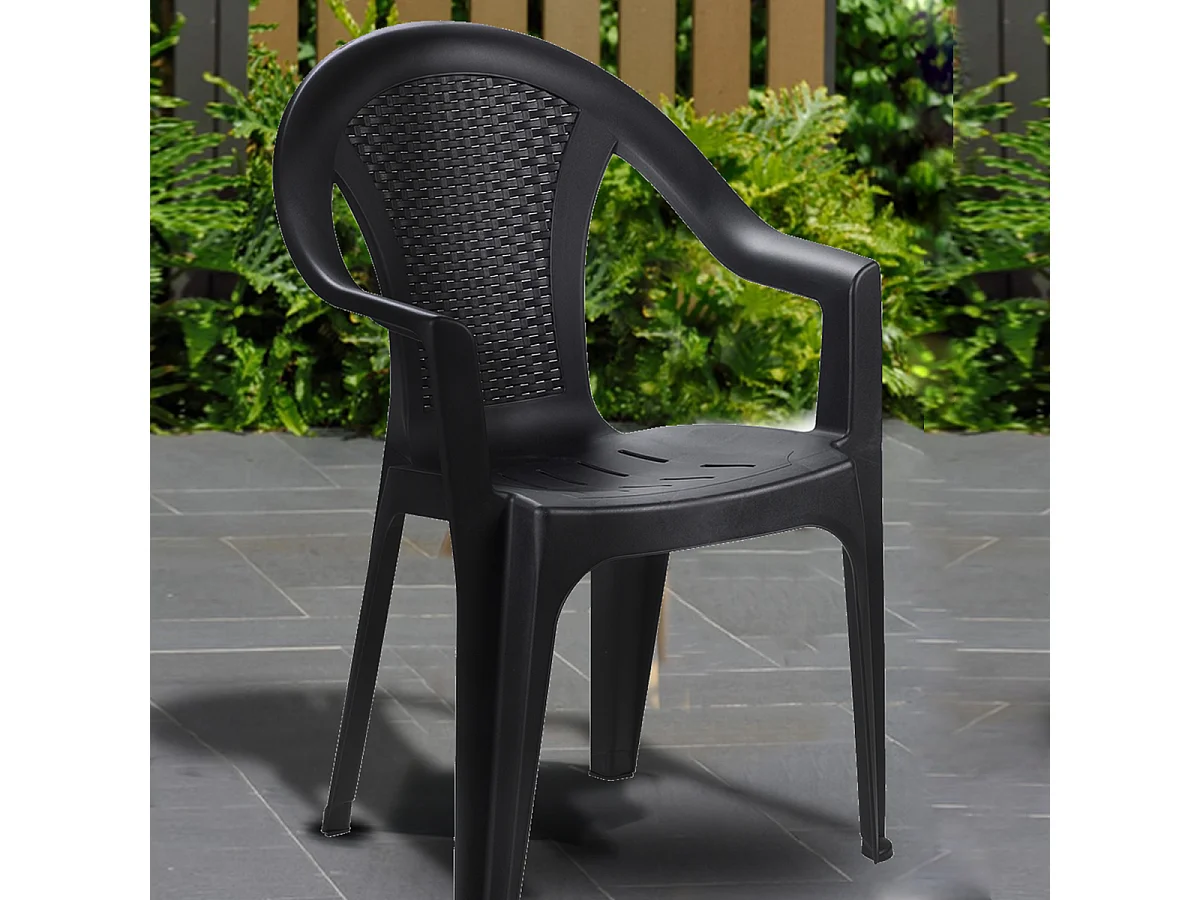 Lot de 40 chaise de jardin empilable à dossier haut en polypropylène, résistant aux UV - Longueur 60 x Profondeur 55 x Hauteur 81 cm -JUANIO-