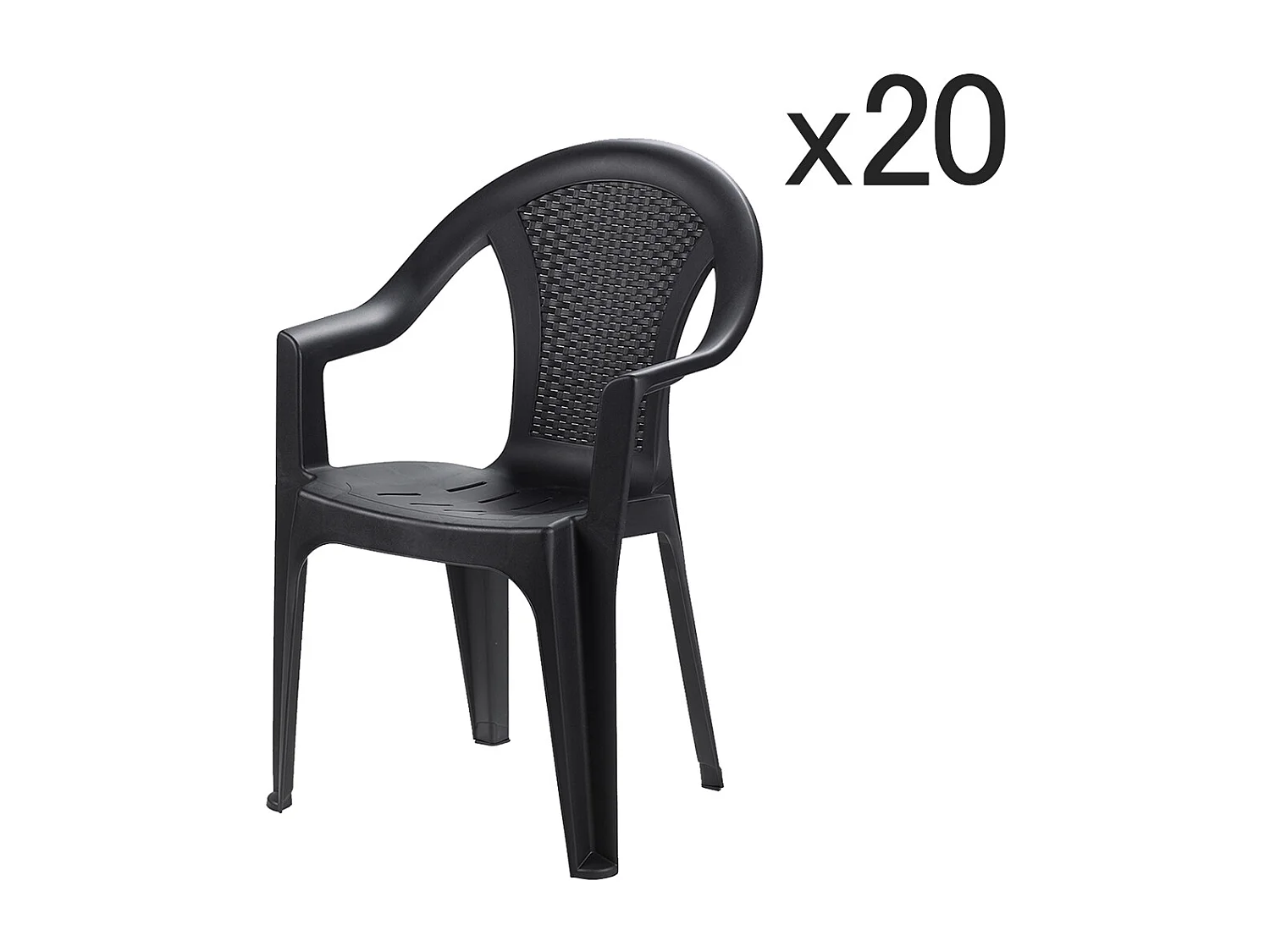 Lot de 20 chaise de jardin empilable à dossier haut en polypropylène, résistant aux UV - Longueur 60 x Profondeur 55 x Hauteur 81 cm -JUANIO-