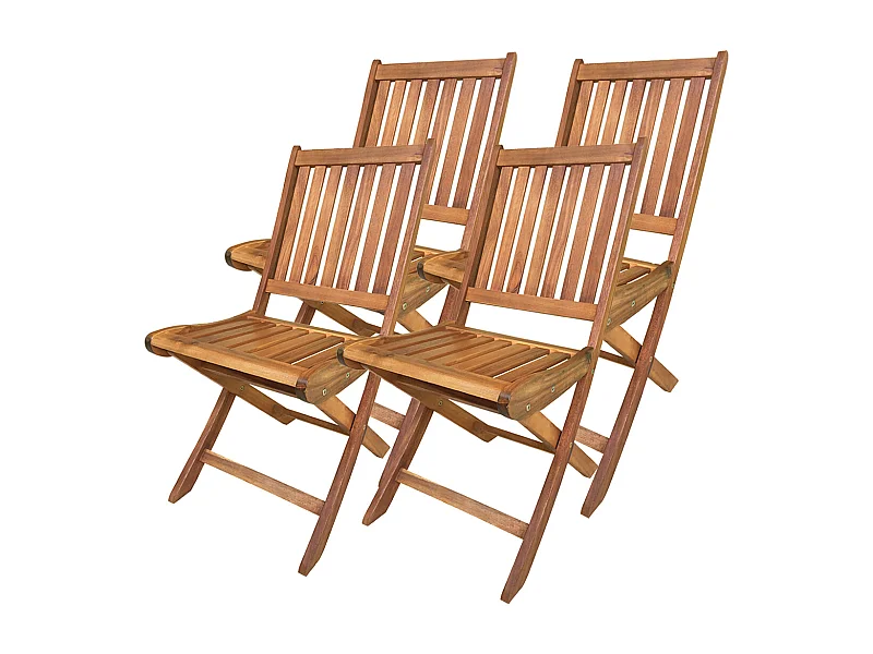 Lot de 4 chaise de jardin, chaise d'extérieur, sièges d'extérieur en bois coloris naturel - Longueur 42 x Profondeur 61 x Hauteur 89 cm -JUANIO-