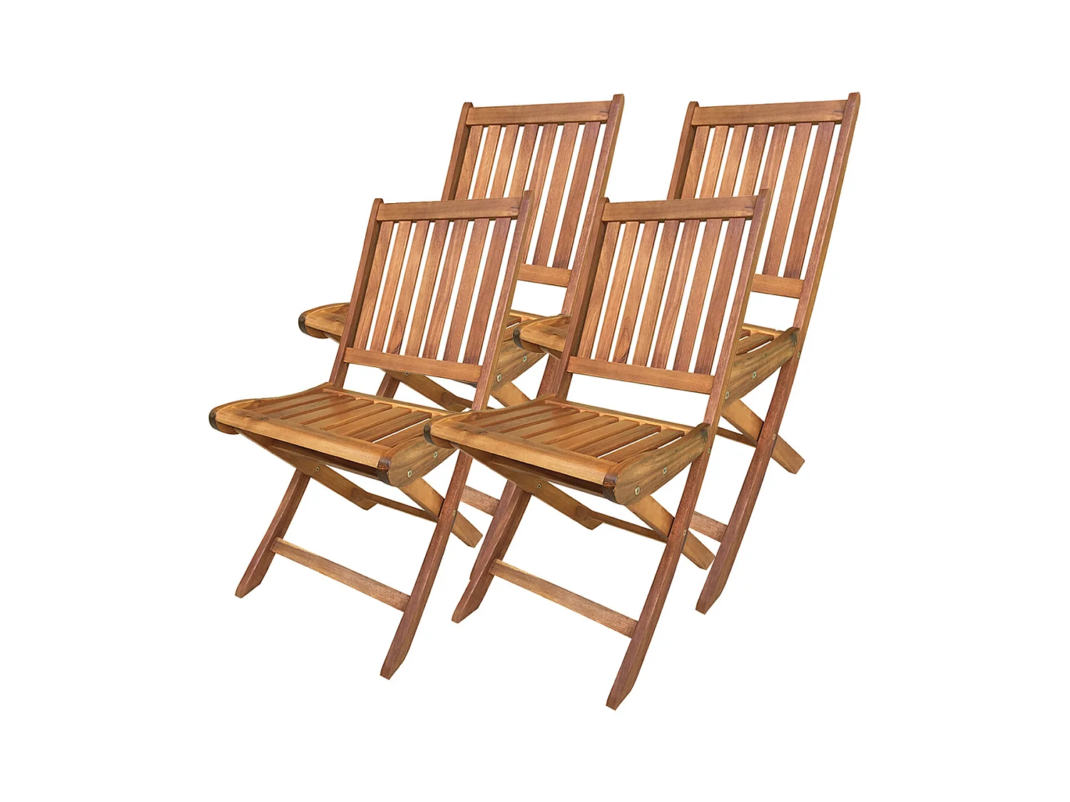 Lot de 4 chaise de jardin, chaise d'extérieur, sièges d'extérieur en bois coloris naturel - Longueur 42 x Profondeur 61 x Hauteur 89 cm -JUANIO-