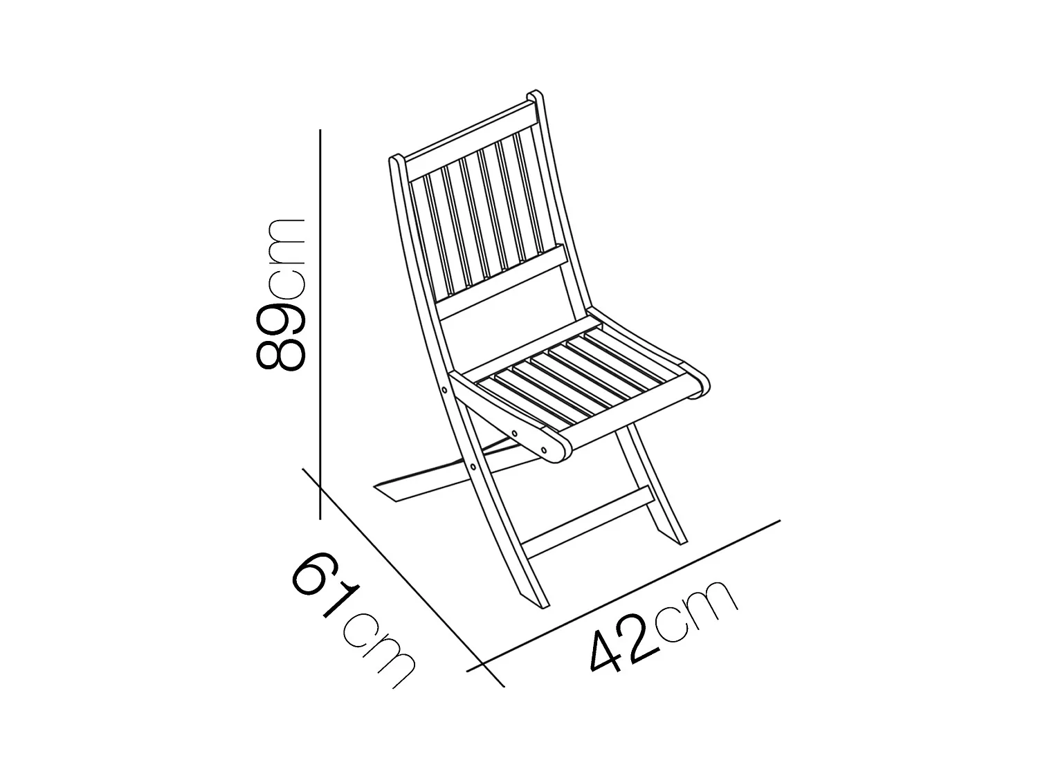 Lot de 4 chaise de jardin, chaise d'extérieur, sièges d'extérieur en bois coloris naturel - Longueur 42 x Profondeur 61 x Hauteur 89 cm -JUANIO-