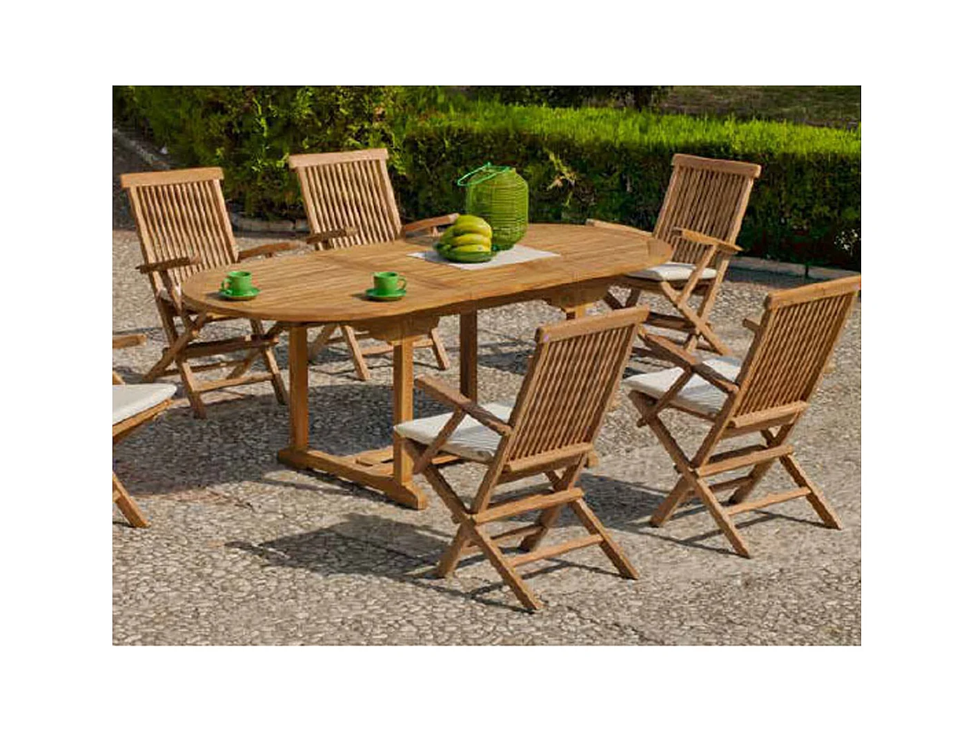 Lot de 4 chaise de jardin, chaise d'extérieur, sièges d'extérieur en bois coloris naturel - Longueur 42 x Profondeur 61 x Hauteur 89 cm -JUANIO-
