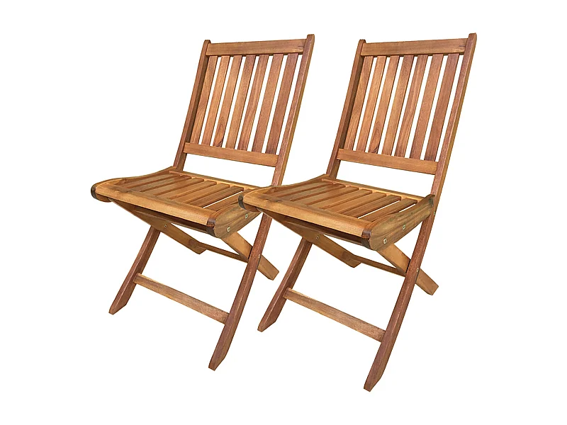 Lot de 2 chaise de jardin, chaise d'extérieur, sièges d'extérieur en bois coloris naturel - Longueur 42 x Profondeur 61 x Hauteur 89 cm -JUANIO-