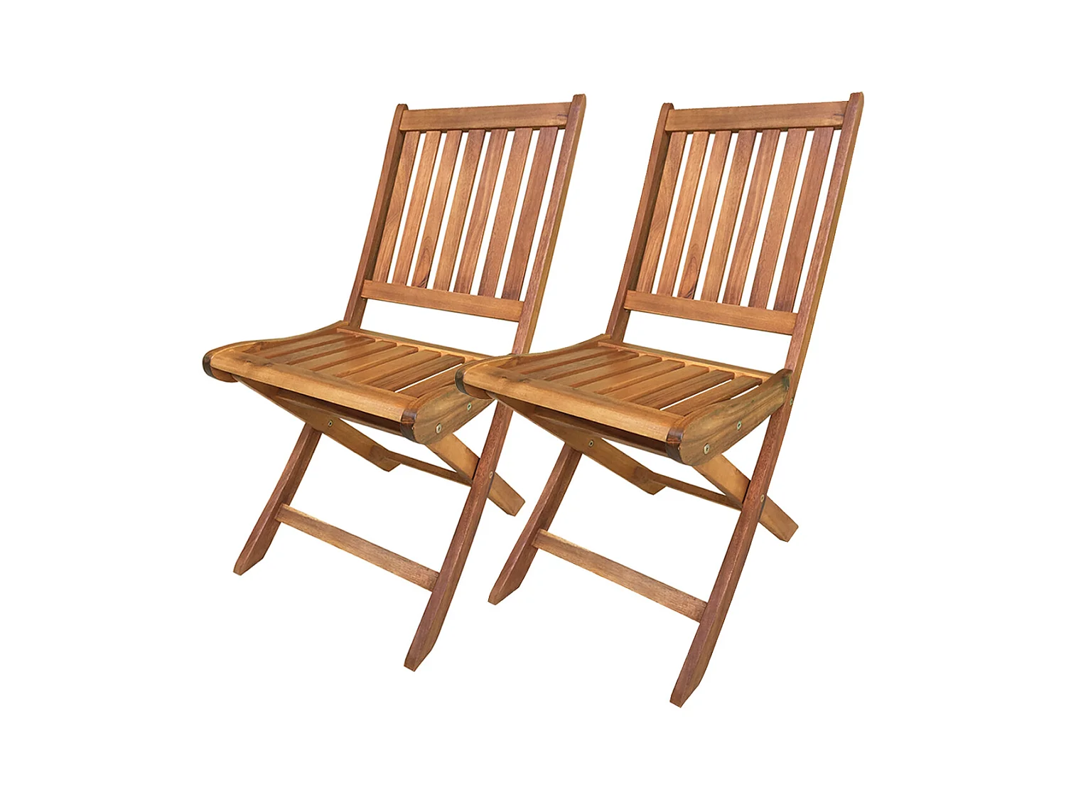 Lot de 2 chaise de jardin, chaise d'extérieur, sièges d'extérieur en bois coloris naturel - Longueur 42 x Profondeur 61 x Hauteur 89 cm -JUANIO-